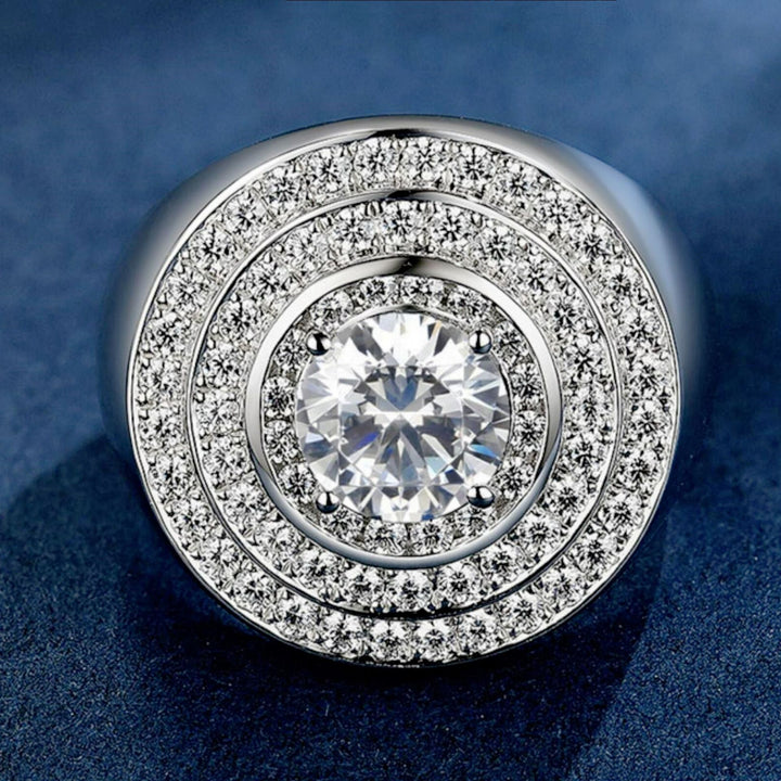 Multi Layer Halo Cluster Diamond Ring Bold Thick Hip Hop Mens Finger Ring