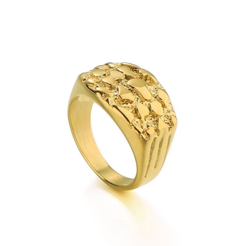 Hammered Textured Wide Solid Ring Vintage Heavy‑Duty Unisex Band