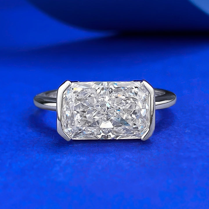 Radiant Cut Diamond Solitaire Ring Minimalist Bezel Setting Engagement Ring Timeless Statement Wedding Promise Ring Elegant Bridal Jewelry