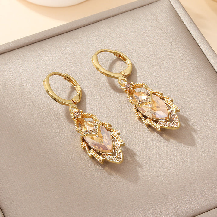 Marquise Diamond Pendant Jewelry Set Vintage Drop Earring And Necklace Bridal Statement Jewelry
