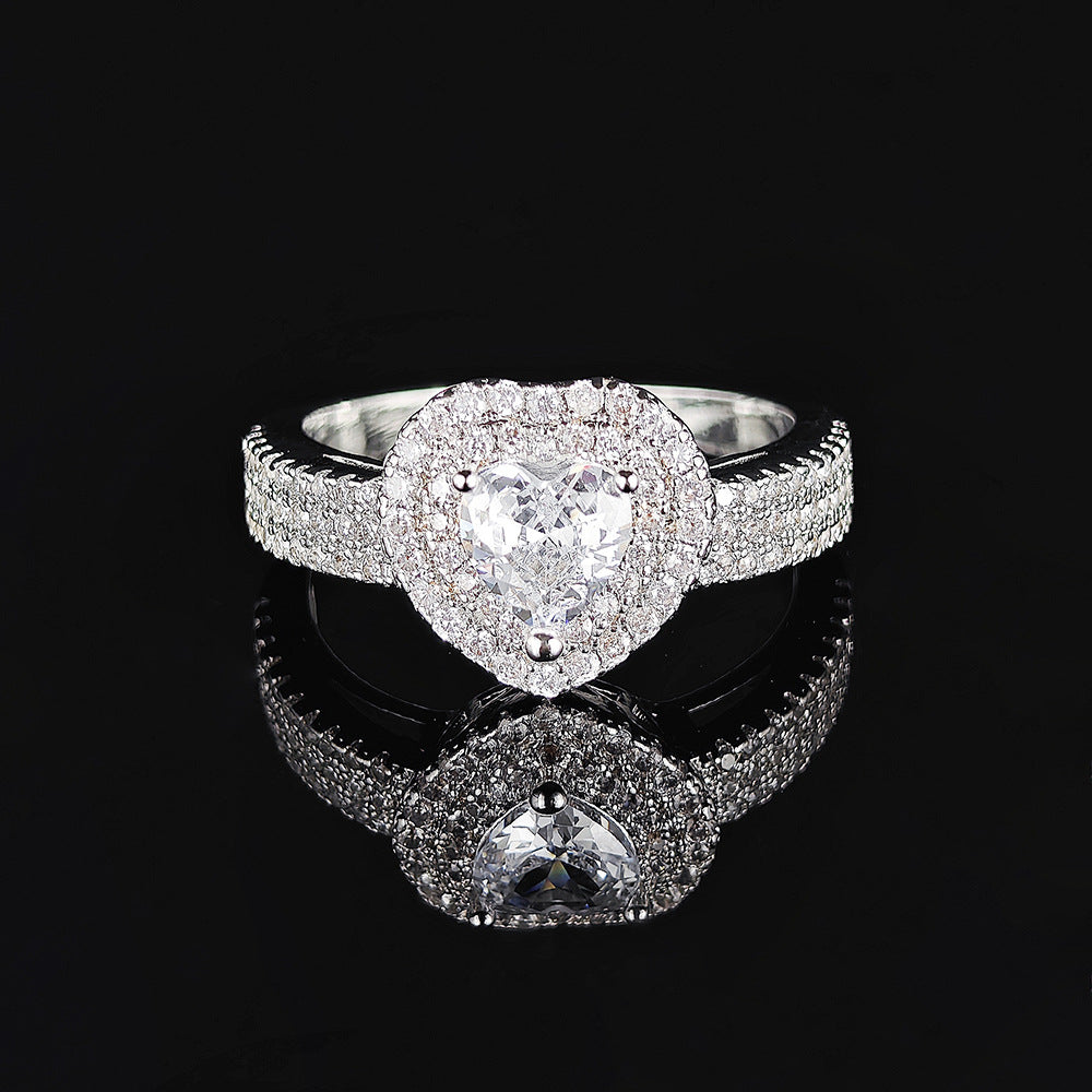 Heart Shape Diamond Halo Engagement Ring Multi Color Stone 2 Tone Options
