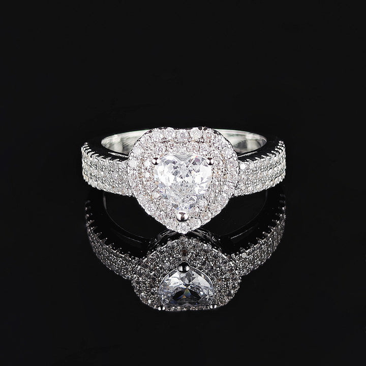 Heart Shape Diamond Halo Engagement Ring Multi Color Stone 2 Tone Options