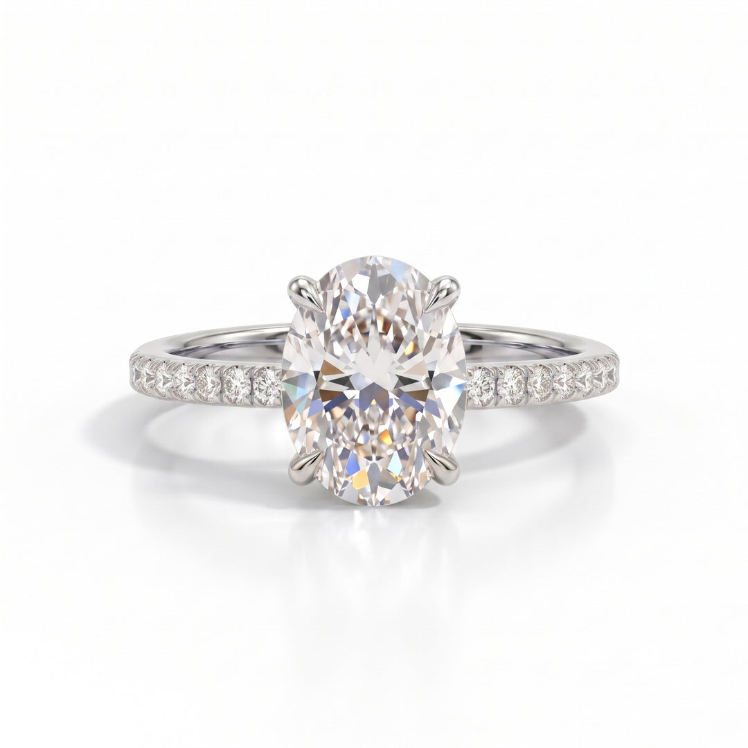 2 Piece Oval Diamond Bridal Ring Set Women Crown Curved Wedding Band Engagement Ring Set