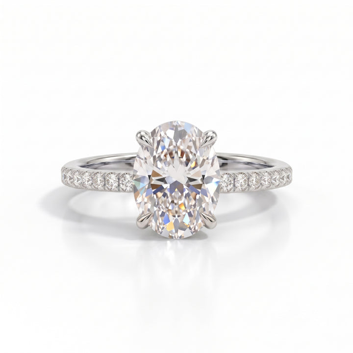 2 Piece Oval Diamond Bridal Ring Set Women Crown Curved Wedding Band Engagement Ring Set