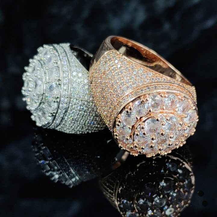 Dome‑Shaped Full‑Pave Wide Heavy‑Weight Hip‑Hop Men’s Ring