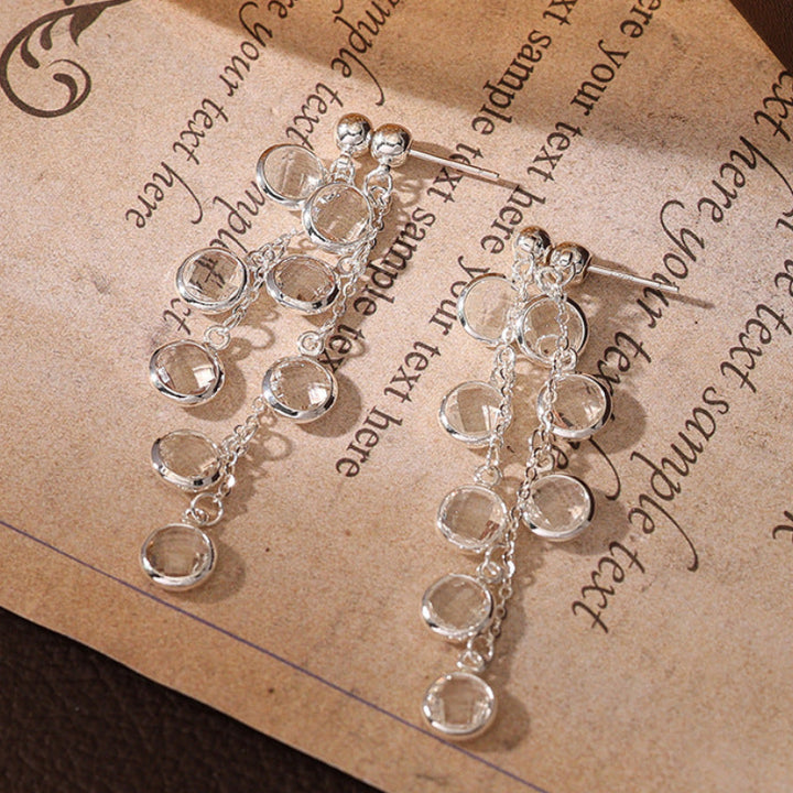Multi‑Style Tassel Gemstone Long Earrings Vintage Luxury Sterling Silver Dangle Stud Earrings For Women