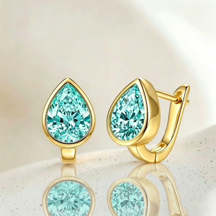 Pear‑Shaped Bezel‑Set Diamond Hoop Earrings Minimalist Luxury Earrings For Women
