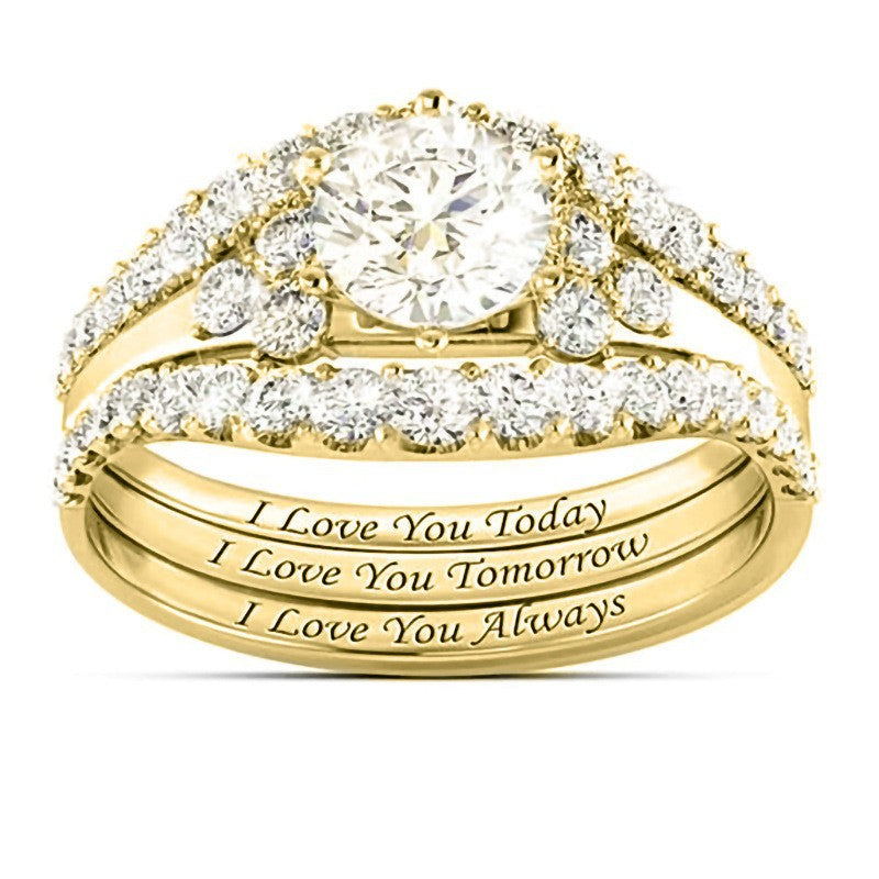 Engraved Diamond Bridal Ring Set 3 Pcs Stackable Wedding Engagement Rings For Women