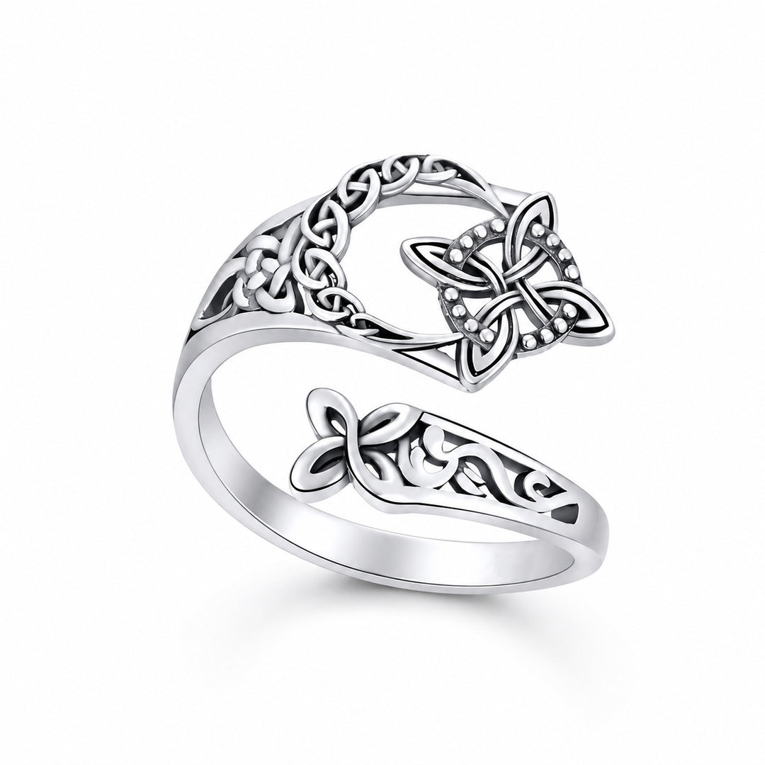 Celtic Knot Moon Open Ring Retro Ethnic Style Personalized Finger Ring
