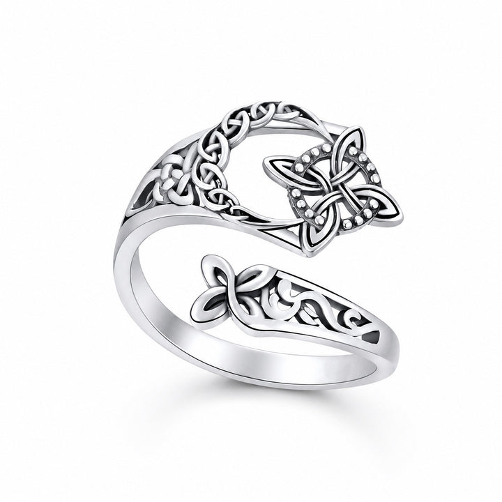 Celtic Knot Moon Open Ring Retro Ethnic Style Personalized Finger Ring