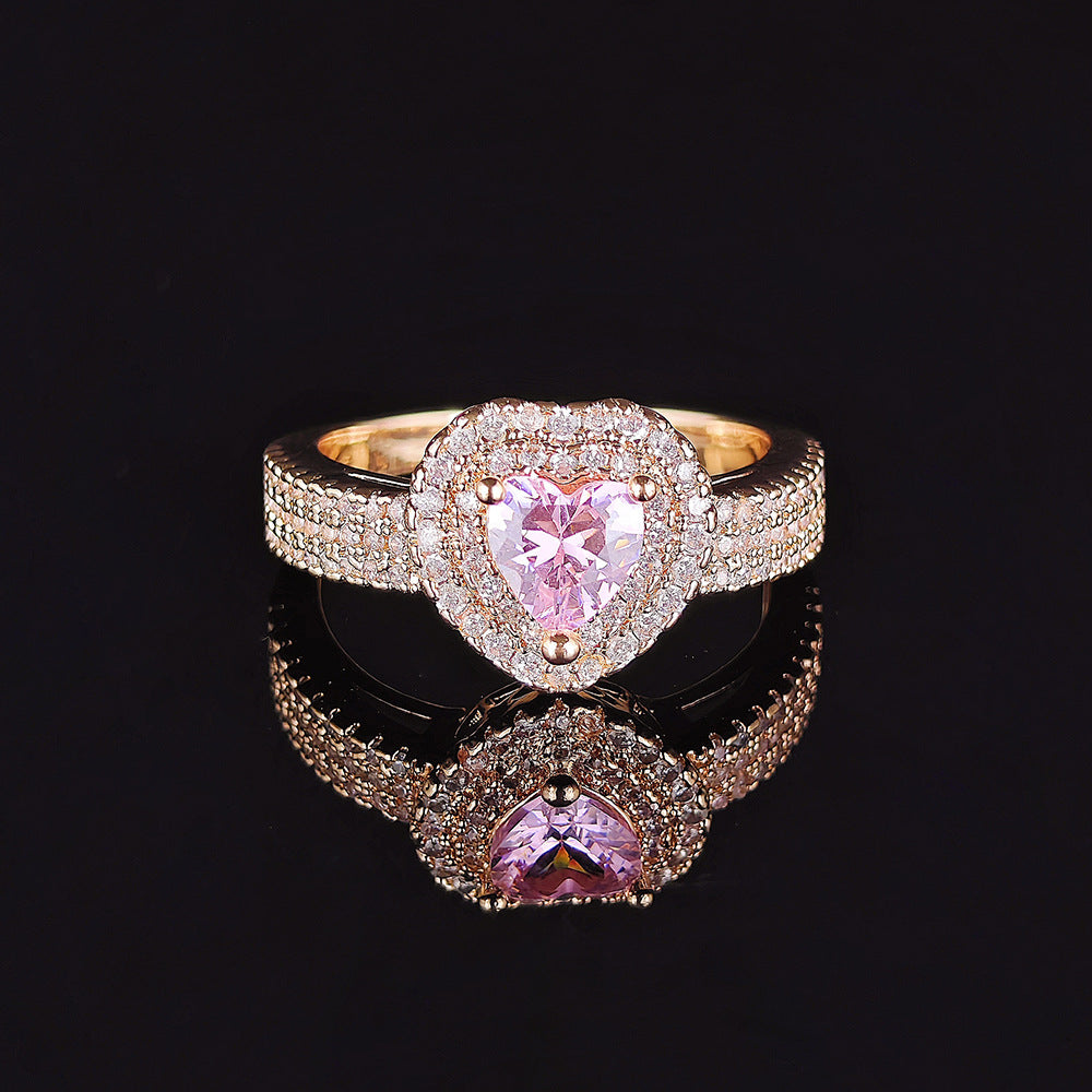 Heart Shape Diamond Halo Engagement Ring Multi Color Stone 2 Tone Options