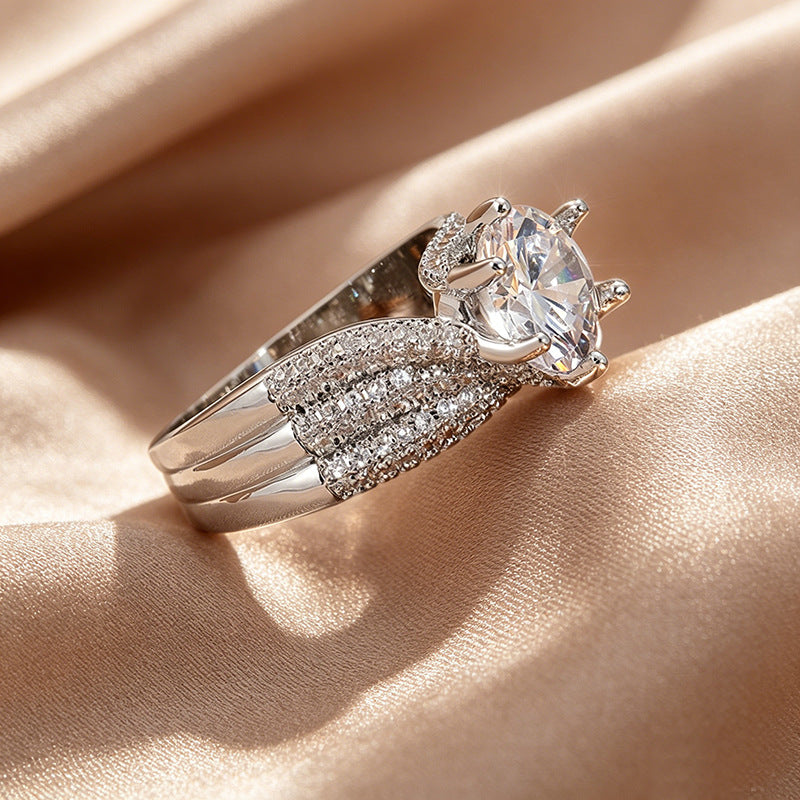 Three‑Row Pave Twisted Shank Diamond Women’s Ring Luxurious Statement Band