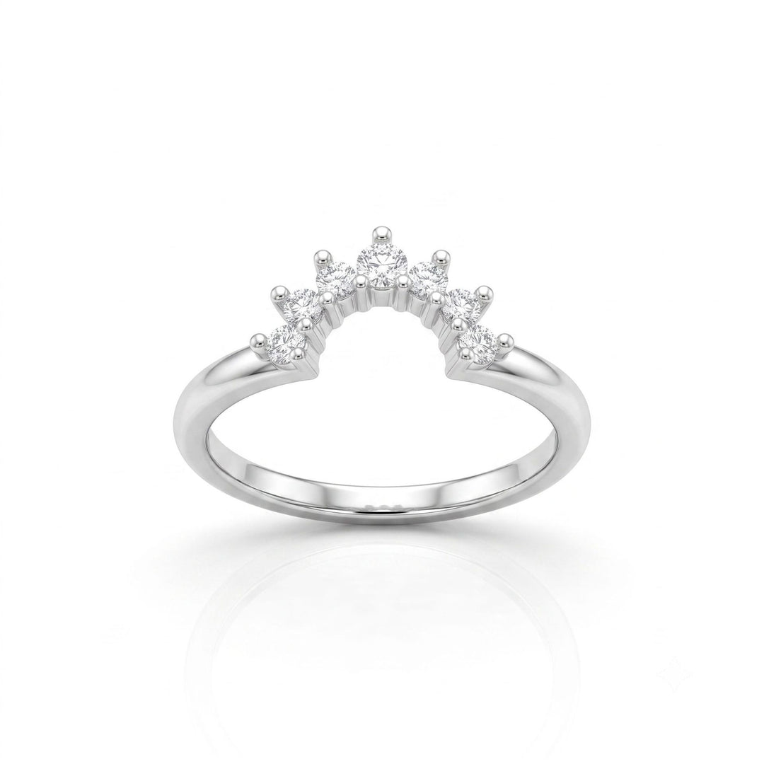 2 Piece Oval Diamond Bridal Ring Set Women Crown Curved Wedding Band Engagement Ring Set