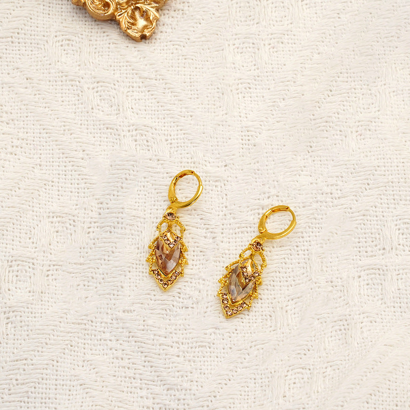 Marquise Diamond Pendant Jewelry Set Vintage Drop Earring And Necklace Bridal Statement Jewelry