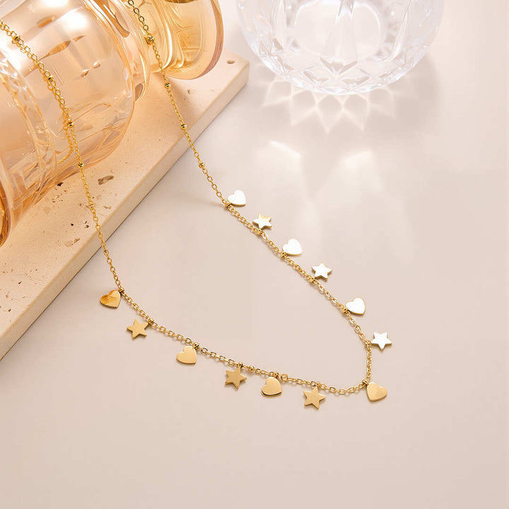 Titanium Steel Star/Moon/Heart Choker Necklace Minimalist Gold Dainty Charm Necklace for Women