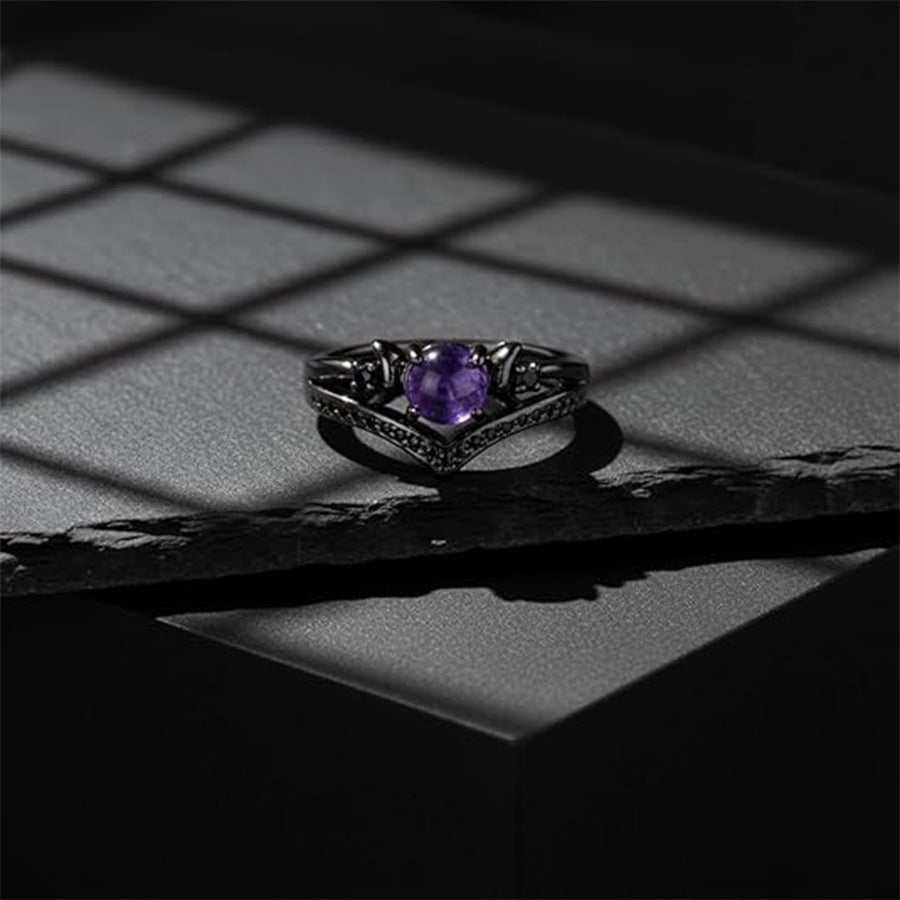 Crescent Natural Gemstone Ring Pure Silver Diamond V Shape Stackable Ring For Women