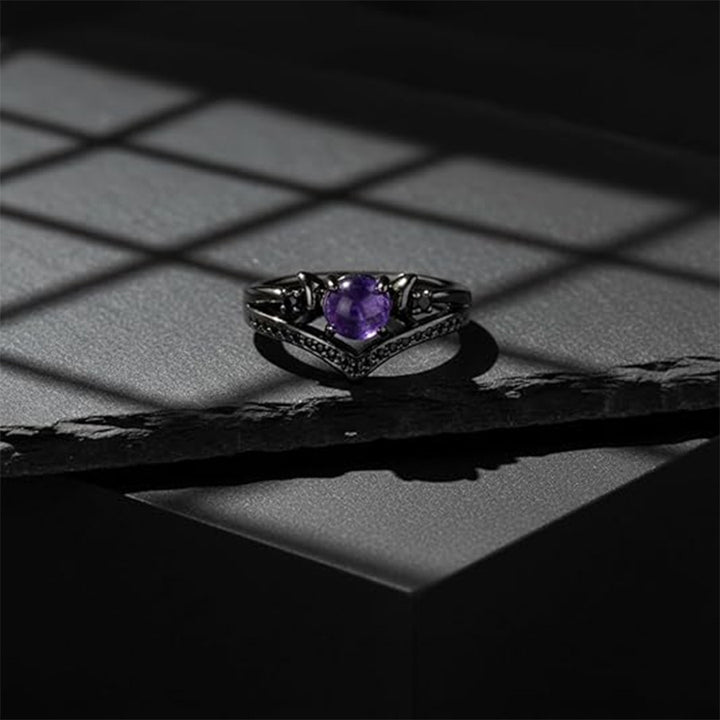 Crescent Natural Gemstone Ring Pure Silver Diamond V Shape Stackable Ring For Women