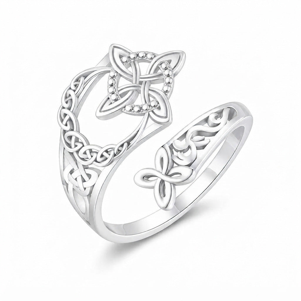Celtic Knot Moon Open Ring Retro Ethnic Style Personalized Finger Ring