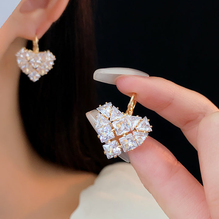 Minimalist Diamond Heart Huggie Earrings | Luxury Fashion Jewelry for Women