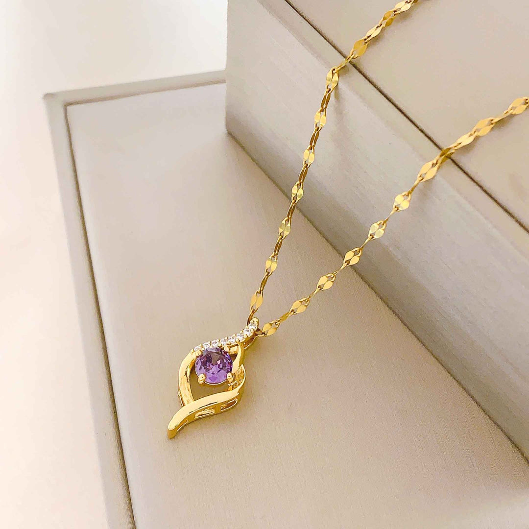 Twisted Curve Diamond Pendant Necklace Women Elegant Statement Solitaire Fashion Wedding Anniversary Gift Jewelry