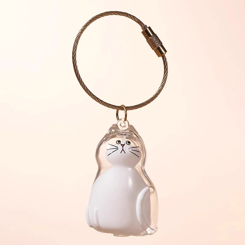 Cute Transparent Cat Keychain Cartoon Kitty Bag Charm Pendant