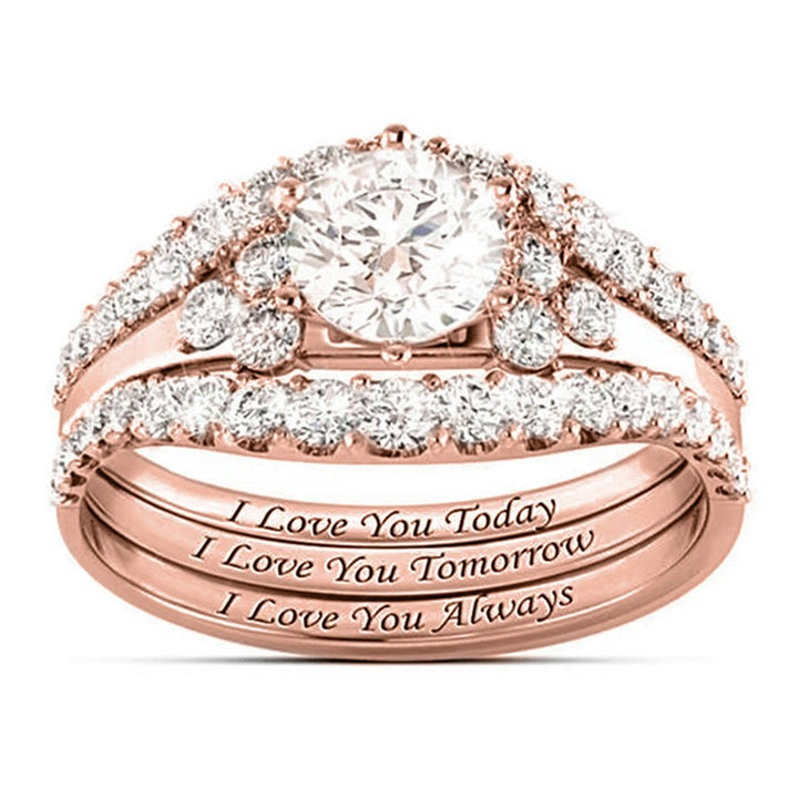 Engraved Diamond Bridal Ring Set 3 Pcs Stackable Wedding Engagement Rings For Women