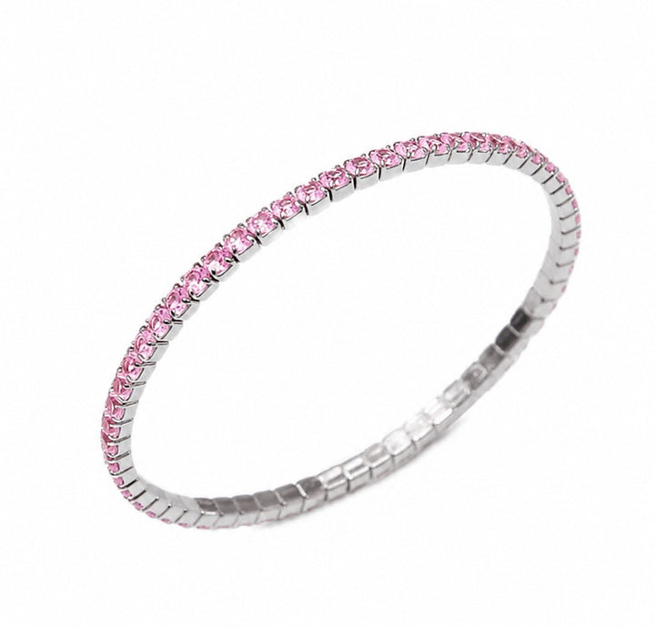 Sterling Silver Flexible Full Pave Diamond Stretch Bracelet