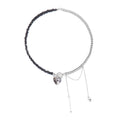 Gold/Silver Mix Beaded Choker with Heart & Moon Charms