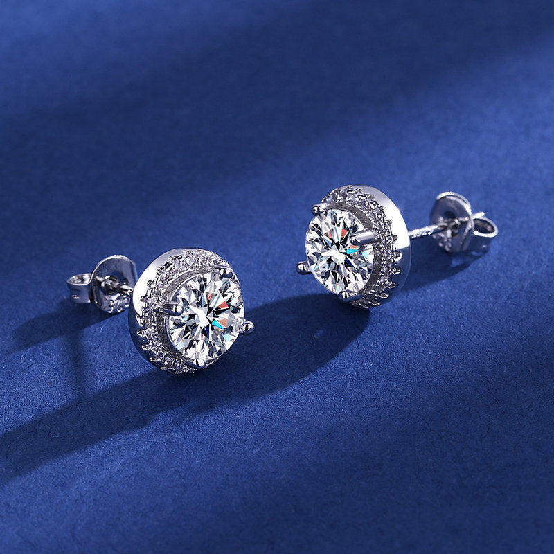 Classic round diamond micro-paved sparkling earrings