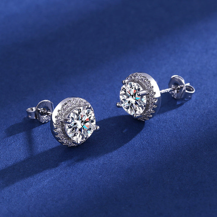 Classic round diamond micro-paved sparkling earrings