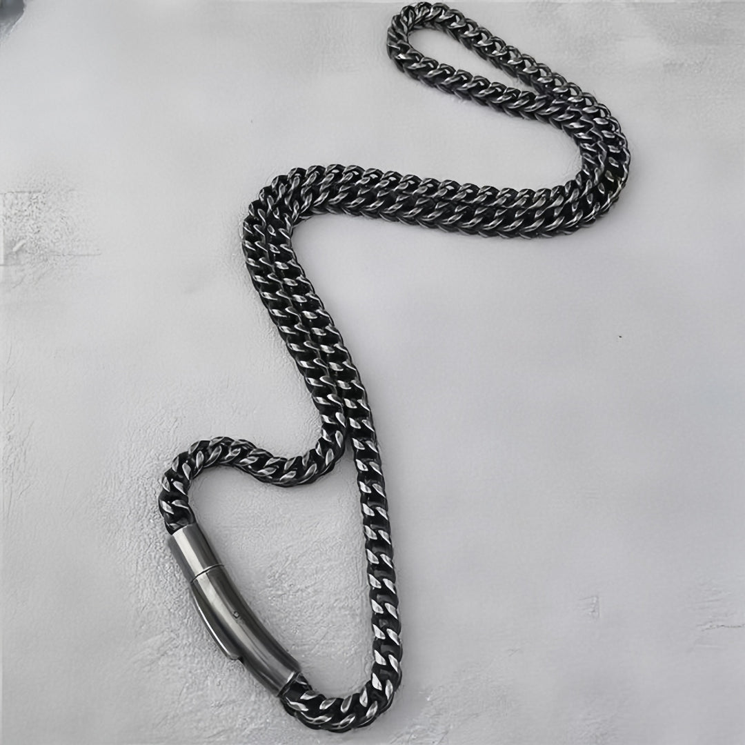 Vintage Blackened Franco Chain Necklace Retro Punk Thick Link Statement Chain For Men Unisex