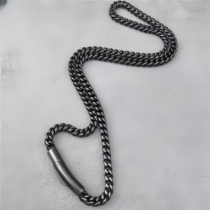 Vintage Blackened Franco Chain Necklace Retro Punk Thick Link Statement Chain For Men Unisex