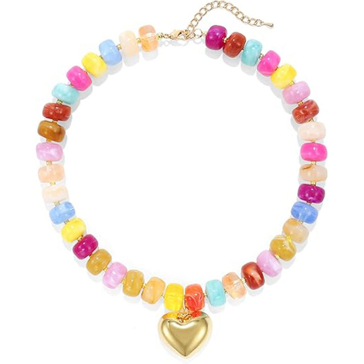 Minimalist Beaded Heart Choker Necklace