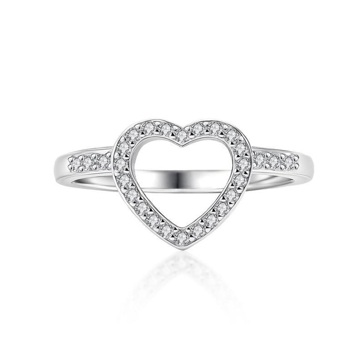 Romantic Minimalist New Stackable StyleHeart-Shaped Diamond Ring Set Sterling Silver Creative Romantic Gift