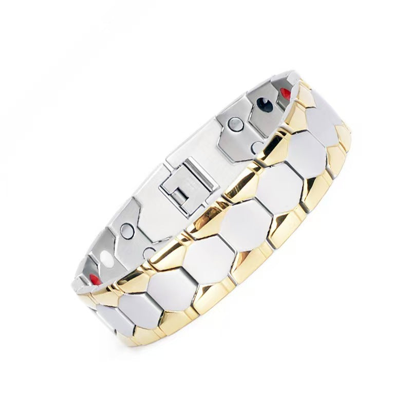 Diamond Sphere Hexagon Men Bracelet Wide Detachable Magnetic Four-in-One Wristband Couple Statement Hand Jewelry For Men Daily Dating Party