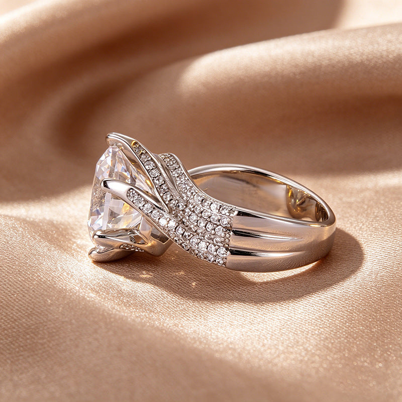 Three‑Row Pave Twisted Shank Diamond Women’s Ring Luxurious Statement Band