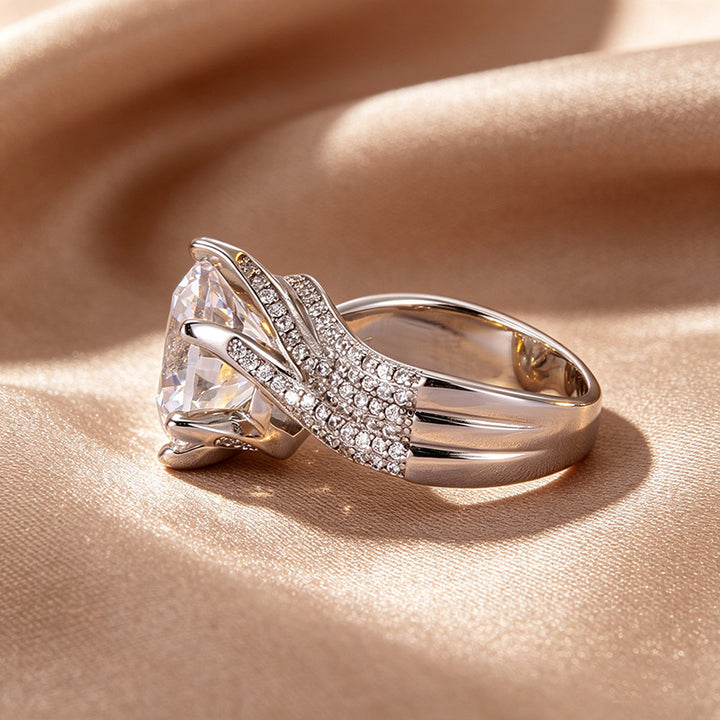 Three‑Row Pave Twisted Shank Diamond Women’s Ring Luxurious Statement Band