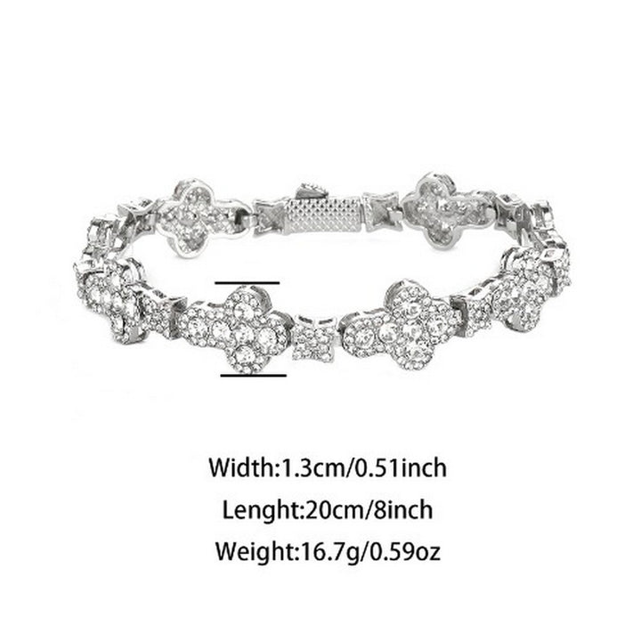 Four Leaf Clover Full Diamond Necklace Luxury Trendy Hip Hop Chain