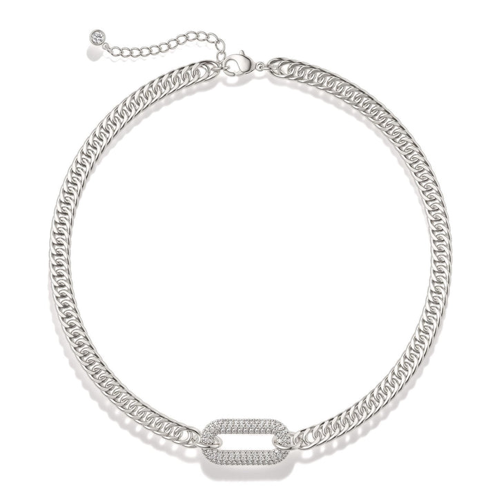 Paperclip Inlaid Diamond Cuban Chain Necklace Chunky Statement Choker Dainty Stackable Trendy Wrist Jewelry Gift For Women