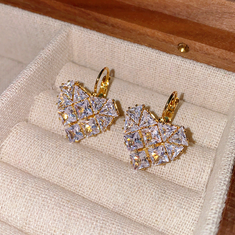 Minimalist Diamond Heart Huggie Earrings | Luxury Fashion Jewelry for Women