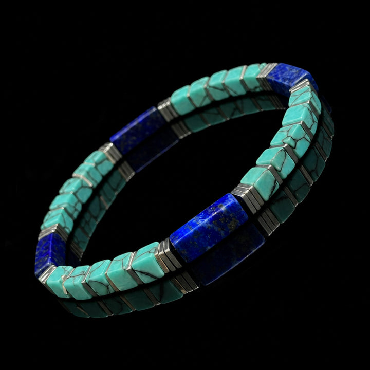 Vintage Natural Texture Beaded Bracelet Turquoise Lapis Lazuli Stackable Jewelry For Men Women