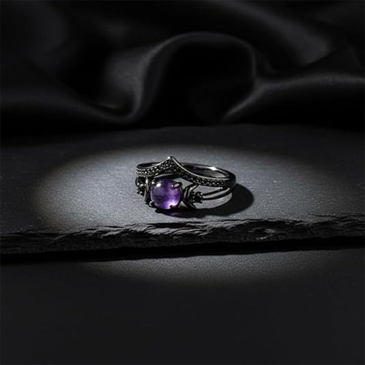 Crescent Natural Gemstone Ring Pure Silver Diamond V Shape Stackable Ring For Women