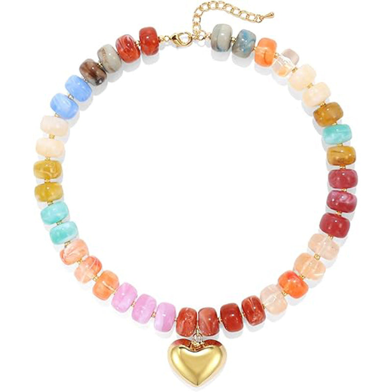 Minimalist Beaded Heart Choker Necklace