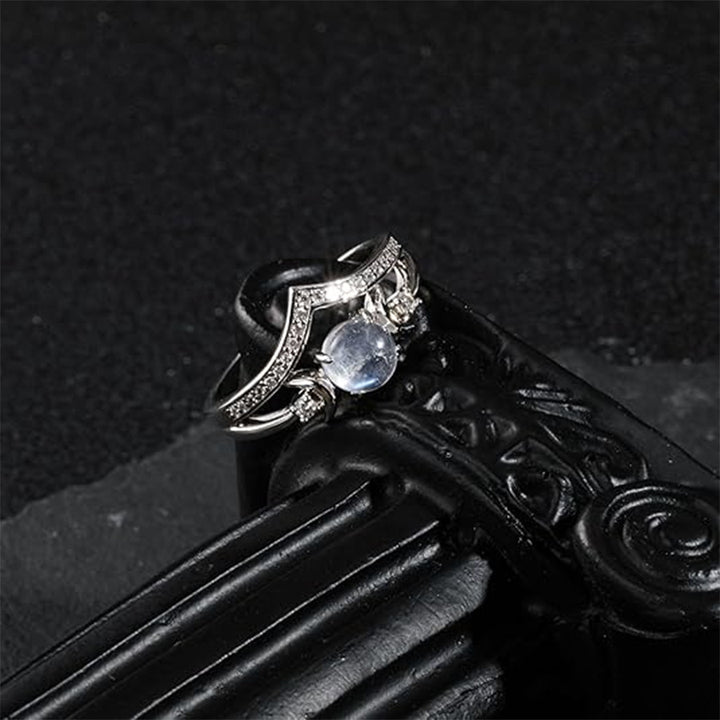 Crescent Natural Gemstone Ring Pure Silver Diamond V Shape Stackable Ring For Women