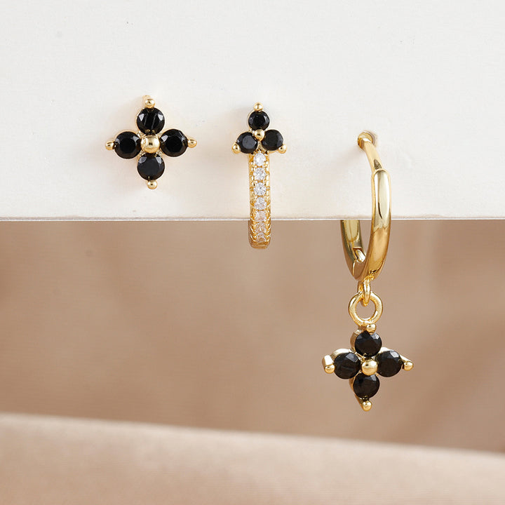 Clover Gemstone Hoop & Stud Earring Set