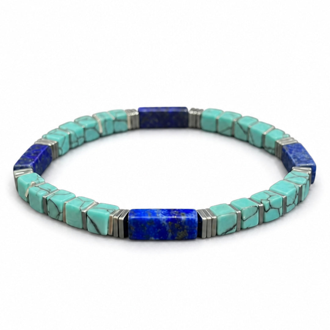 Vintage Natural Texture Beaded Bracelet Turquoise Lapis Lazuli Stackable Jewelry For Men Women