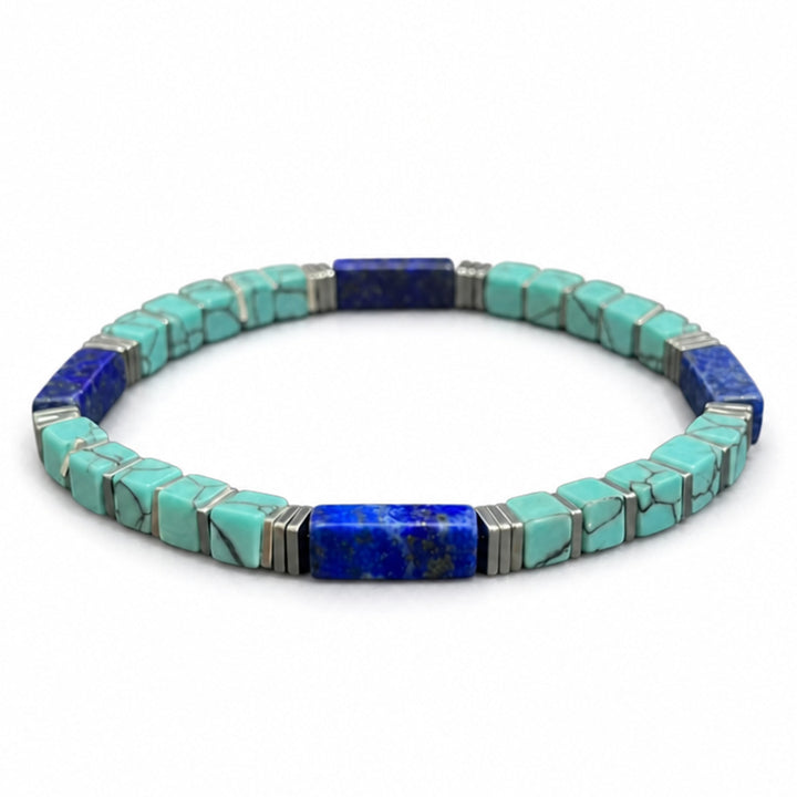 Vintage Natural Texture Beaded Bracelet Turquoise Lapis Lazuli Stackable Jewelry For Men Women