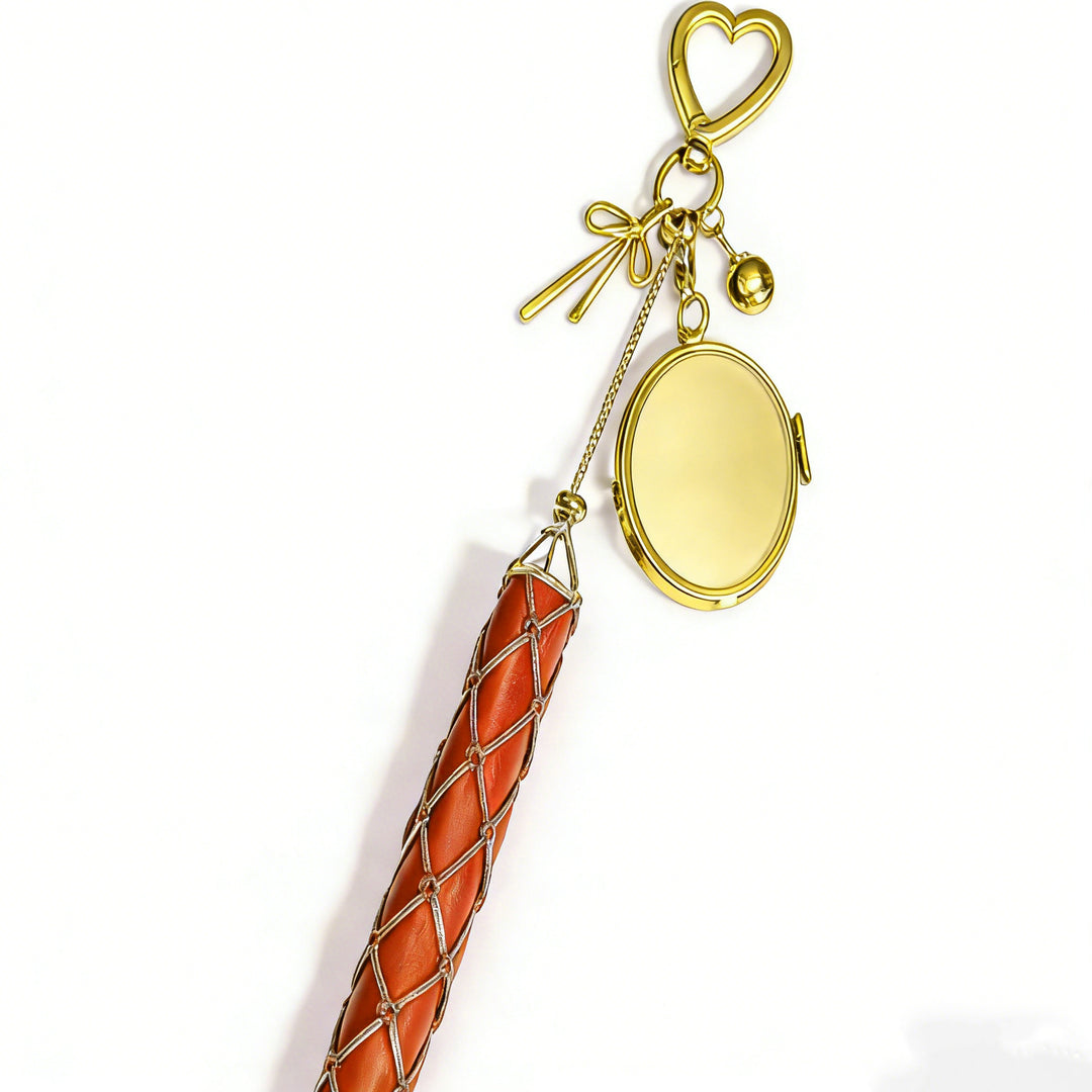 Lipstick Holder Keychain with Mini Mirror Heart Star Bag Charm