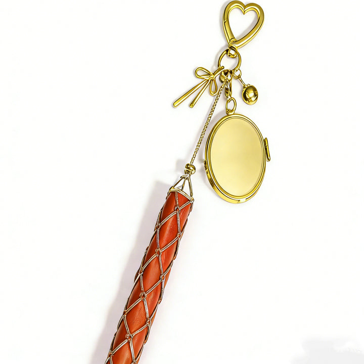 Lipstick Holder Keychain with Mini Mirror Heart Star Bag Charm