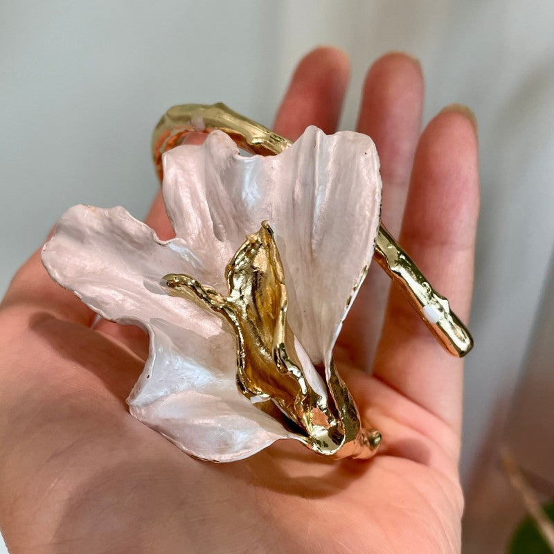 Floral Gold Open Cuff Bracelet